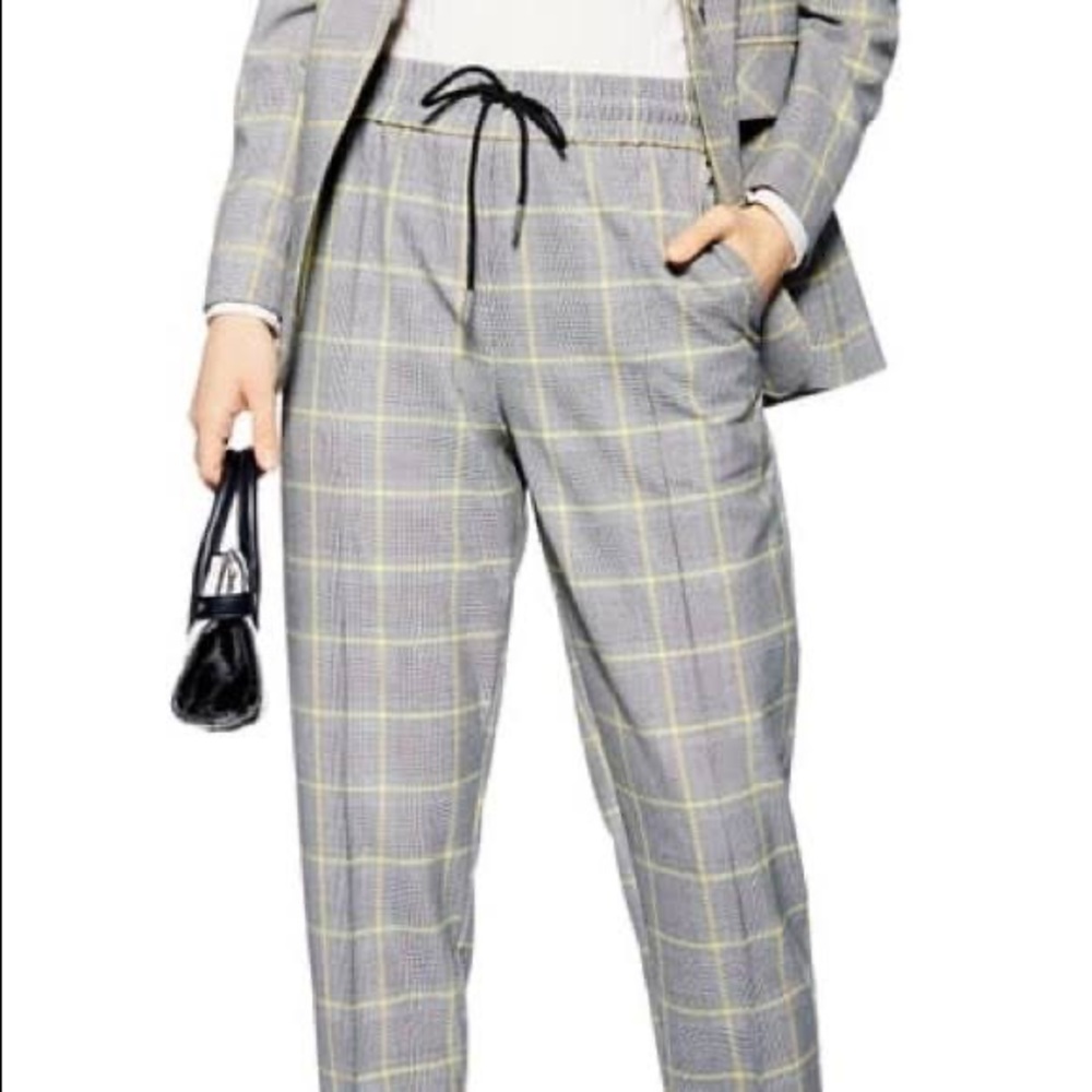 Topshop plaid checkered pants, yellow and gray - size 4
